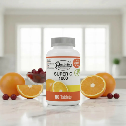 Super C 1000 Mg + Zinc X 60 Tabletas Vitamina C Qualivits(R) Sabor Natural - Imagen 2