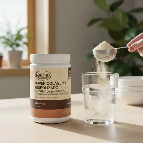 Super Colágeno Hidrolizado Qualivits Sabor Natural + Citrato Magnesio 300g - Imagen 4