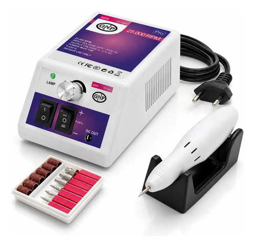 Torno Para Uñas Profesional GNP 25000 RPM. Color Blanco. Manicuría Pedicuría Control De Velocidad Reversa Incluye Fresas Lijas Porta Lápiz 220V Garantía Oficial - Imagen 6