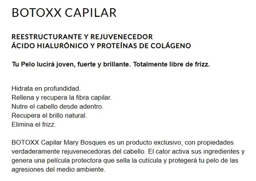 Botoxx Capilar Reestructurante Rejuvenece Mary Bosques 250g - Imagen 2