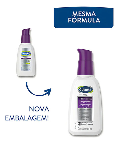 Loción Hidratante Facial Pro Ac Dermacontrol Spf 30 118ml Cetaphil - Imagen 3