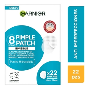 Garnier Pimple Patch Invisible, Parches Hidrocoloides Para Acné, Reduce Imperfecciones En 8 Horas, Clínicamente Probado, Tecnología Coreana, Vegano, Cruelty Free, 22 Piezas Grasa