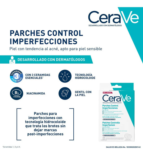 Cerave Parches Control Imperfeccion 22p Piel Tendencia Acné Todo Tipo De Piel Día/noche - Imagen 2