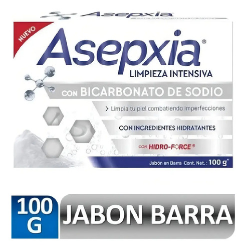 Jabón en Barra Asepxia con Bicarbonato para Piel Grasa, Hipoalergénico