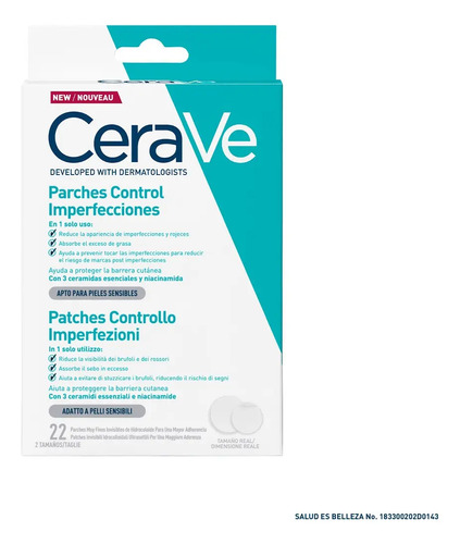 Cerave Parches Control Imperfeccion 22p Piel Tendencia Acné Todo Tipo De Piel Día/noche