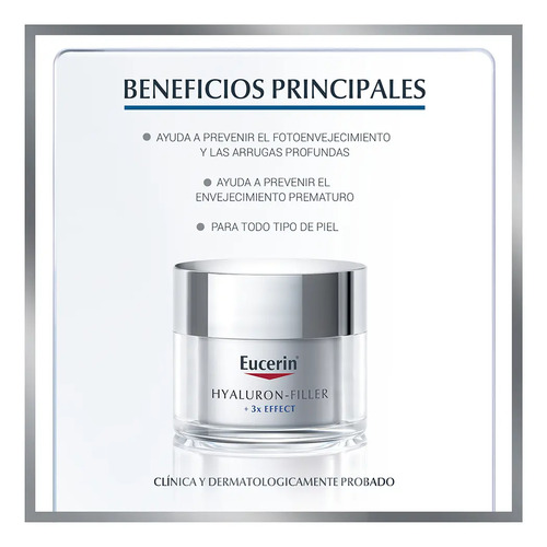 Crema Eucerin Hyaluron Filler Eucerin Día Para Todo Tipo De Piel De 50ml/50g 30+ Años - Imagen 4
