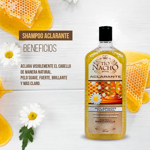 Shampoo Tío Nacho Aclarante X 415 Ml Jalea Real Manzanilla - Imagen 3