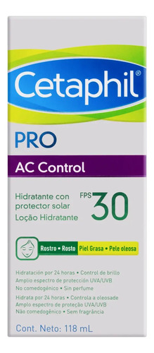 Loción Hidratante Facial Pro Ac Dermacontrol Spf 30 118ml Cetaphil