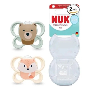 Chupetes Nuk Perfect Match Air 0 A 2 Meses Pack X2 Animales Zorrito/osito 0-2