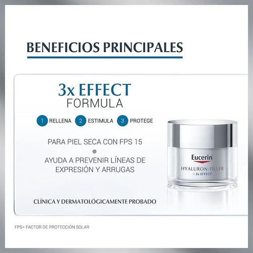 Crema De Día Para Piel Seca Fps15 Eucerin Hyaluron-filler Para Piel Seca De 50ml 30+ Años - Imagen 2