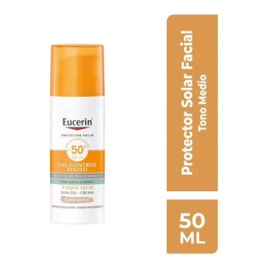 Eucerin Oil Control Protector Solar Facial Con Color Tono Medio FPS50+ para Piel Grasa 50ml