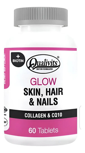 Glow Qualivits® Skin, Hair & Nails Colageno Y Q10 60 Tab. Sin Sabor