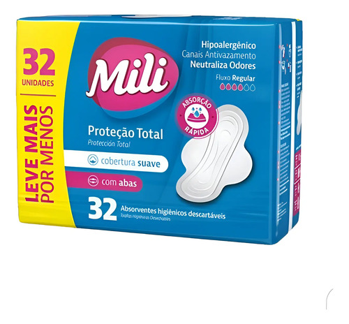 Mili Toallas Femeninas Normal Suaves Con Alas 32un.