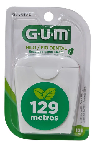 Hilo Dental Gum Encerado Sabor Menta 129 Metros Menta