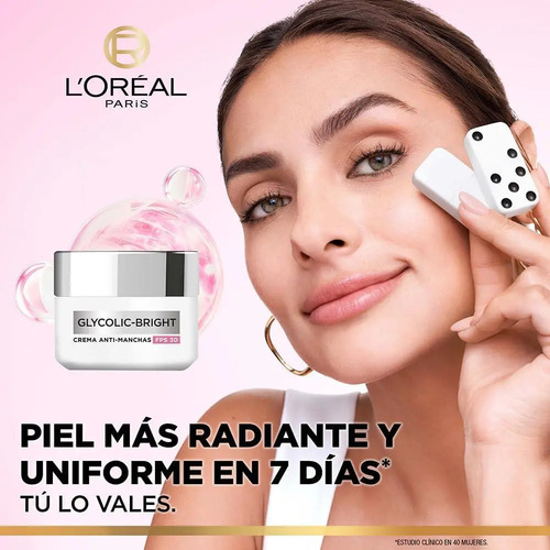 Crema Día Fps30 Anti-manchas Glycolic Bright L'oréal Paris Todo Tipo De Piel - Imagen 8