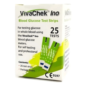 Vivachek Ino Tiras Reactivas Para Glucometro X 25 Unidades Blanco