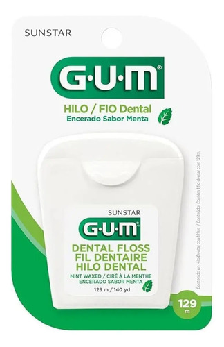 Hilo Dental Gum Encerado Sabor Menta 129 Metros Menta - Imagen 2