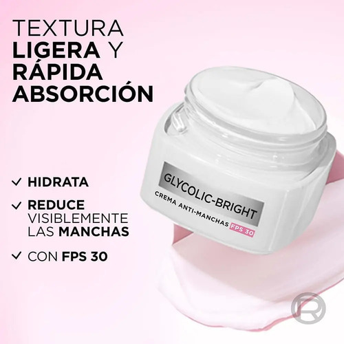 Crema Día Fps30 Anti-manchas Glycolic Bright L'oréal Paris Todo Tipo De Piel - Imagen 5