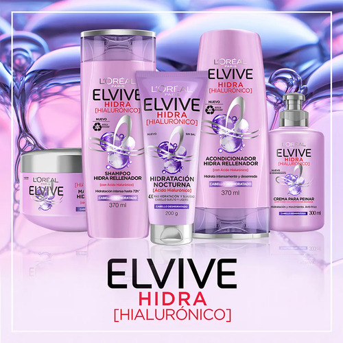 Shampoo L'oréal Paris Elvive Hidra Hialurónico, Efecto Hidratante Rellenador 72h X370ml - Imagen 9