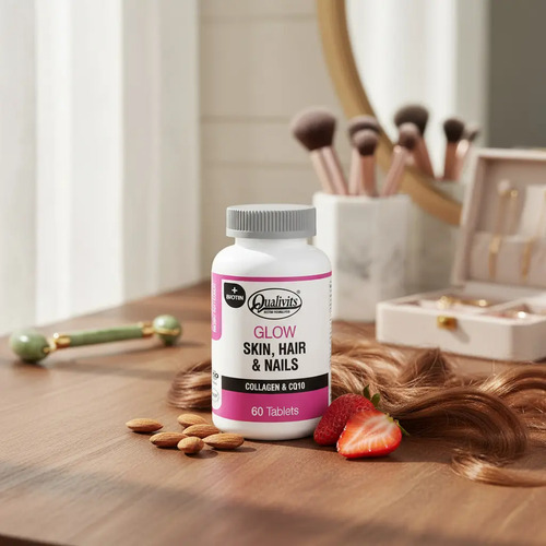 Glow Qualivits® Skin, Hair & Nails Colageno Y Q10 60 Tab. Sin Sabor - Imagen 3
