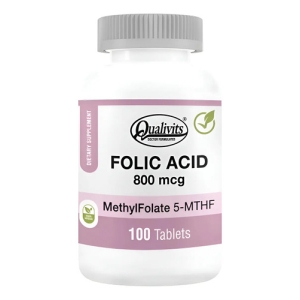 Qualivits Ácido Fólico 800 Mcg Vitamina B9 100 Tabs Vegano Sin Sabor