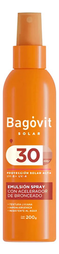 Bagovit Acelerador De Bronceado Solar Fps 30 Spray 200 Ml