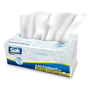 Pañuelos Extra Suaves Sak Triple Hoja 140 Unidades X3 Cajas Blanco