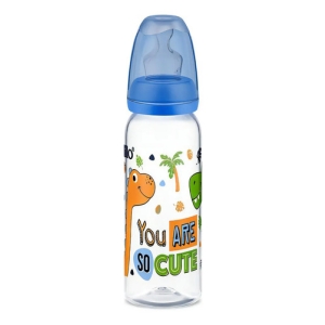 Mamadera Lillo Azul 240ml Con Tetina Anatómica Anticólico +6 Meses Dinosaurio