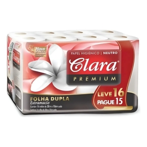 Papel Higiénico Clara Doble Hoja 16 Rollos