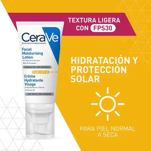 Loción Hidratante Facial Día 52ml Spf 30 Cerave Normal A Seca Día - Imagen 2