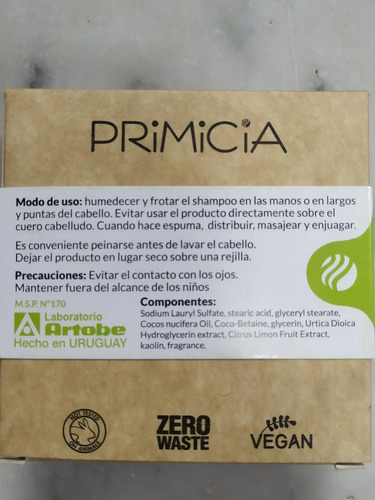 Shampoo Solido Primicia 50 Gr Cabellos Grasos - Imagen 2