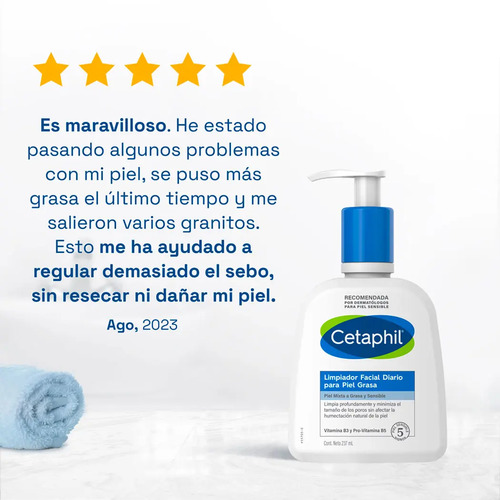 Gel Limpiador Facial Diario 236 Ml- Grasa - Día/noche Cetaphil - Imagen 3