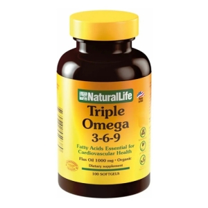 Triple Omega 3 6 9 Natural Life X 100 Cap Sabor Sin Sabor