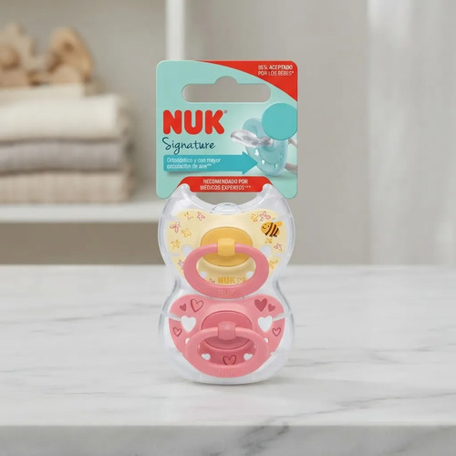 Chupete Nuk Signature X2 Anatómico Silicona Estuche Rosa 6-18 Meses - Imagen 3