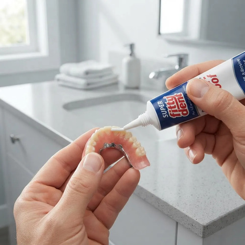 Adhesivo Para Prótesis Dental Super Fittydent Waterproof 40g - Imagen 2
