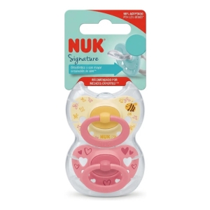 Chupete Nuk Signature X2 Anatómico Silicona Estuche Rosa 6-18 Meses