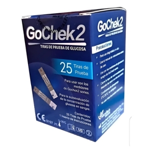 Tirillas De Glucometro Gochek 2-25 Unid Azul