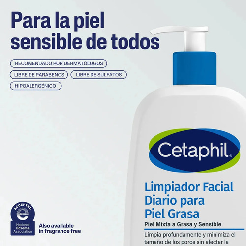 Gel Limpiador Facial Diario 236 Ml- Grasa - Día/noche Cetaphil - Imagen 12