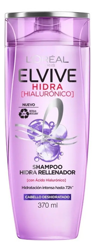 Shampoo L'oréal Paris Elvive Hidra Hialurónico, Efecto Hidratante Rellenador 72h X370ml