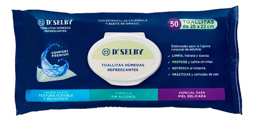 Toallas Húmedas Dr. Selby Adultos 50 Unidades Sin Alcohol Hipoalergénicas