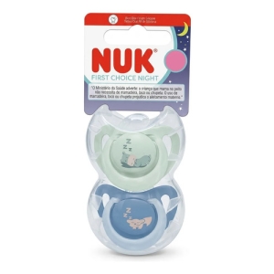 Chupete Nuk First Choice Night Silicona Pack X2 Azul 18-36 Meses