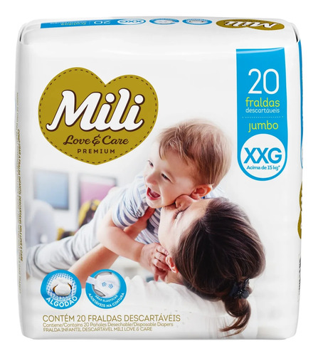 Pañales Descartables Mili Love & Care Xxg 20 Unidades Extra Extra Grande (xxg)