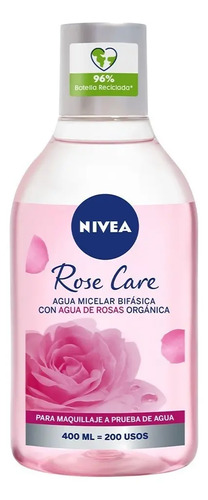 Agua Micelar Bifásica Nivea Rose Care Para Todo Tipo De Piel 400 Ml