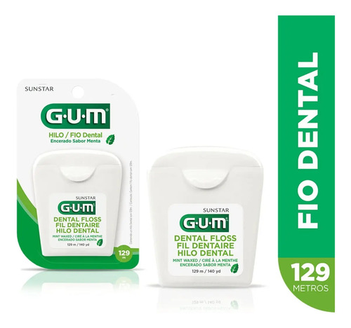 Hilo Dental Gum Encerado Sabor Menta 129 Metros Menta - Imagen 3
