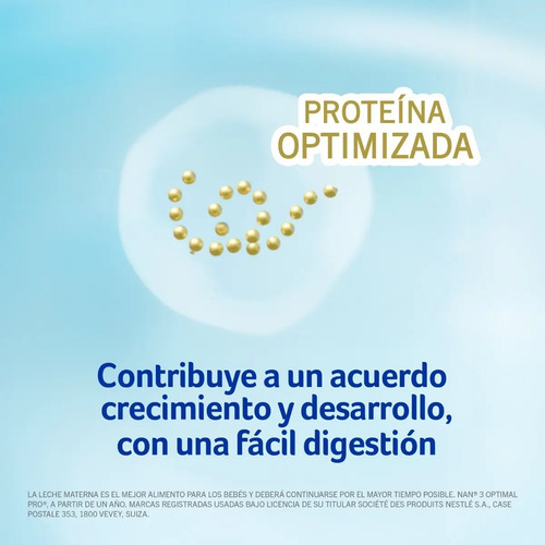 Nestlé Nan Optimal Pro 3 Leche De Fórmula En Polvo Sin Tac En Lata De 1 De 800g - Imagen 5